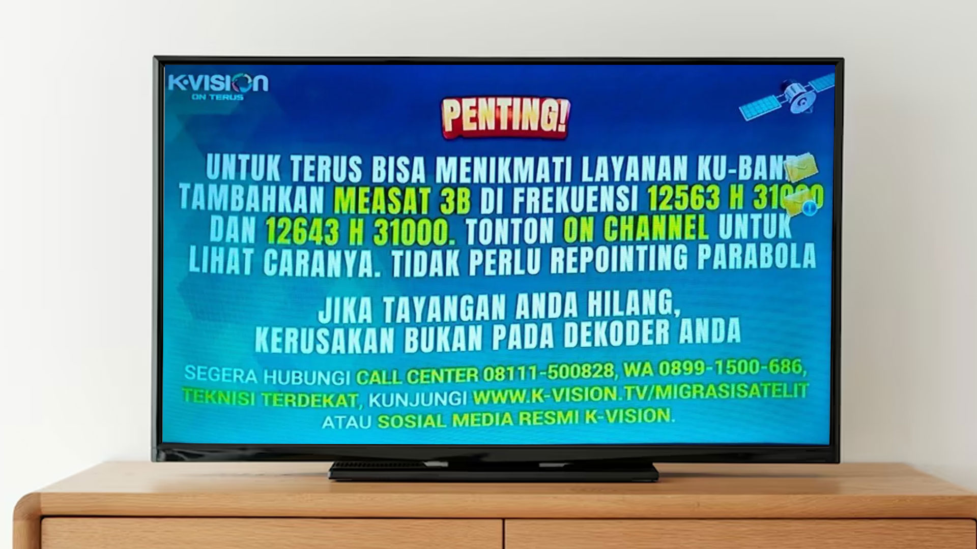 Daftar Frekuensi Measat 3B K Vision Ku Band 2024