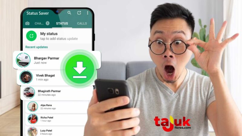 Cara Menyimpan Status WhatsApp Orang Lain Tanpa Aplikasi. (kolase Foto: Tajukflores.com/Robintinus Gun)