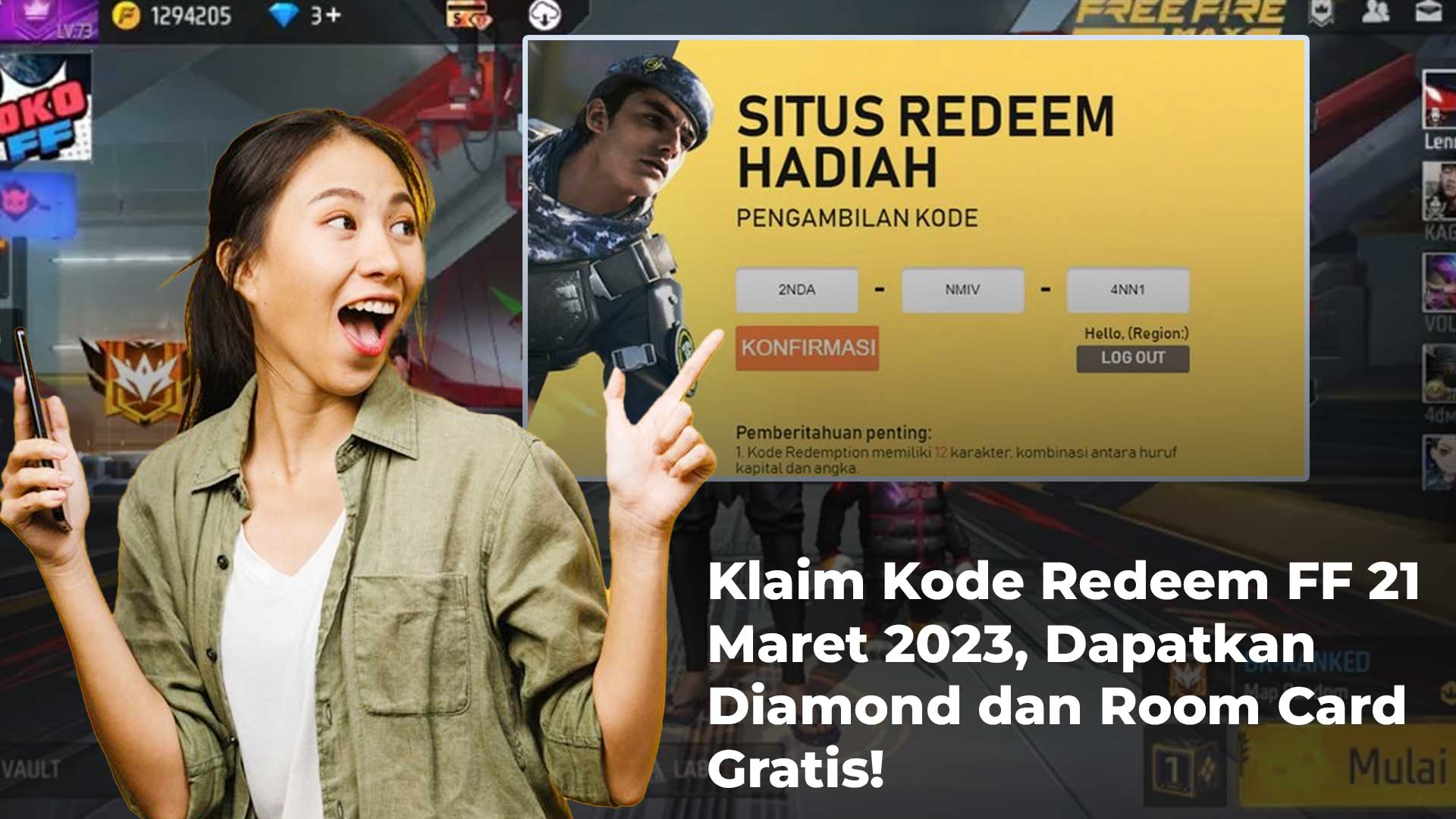 Klaim Kode Redeem FF 21 Maret 2023, Dapatkan Diamond dan Room Card Gratis!