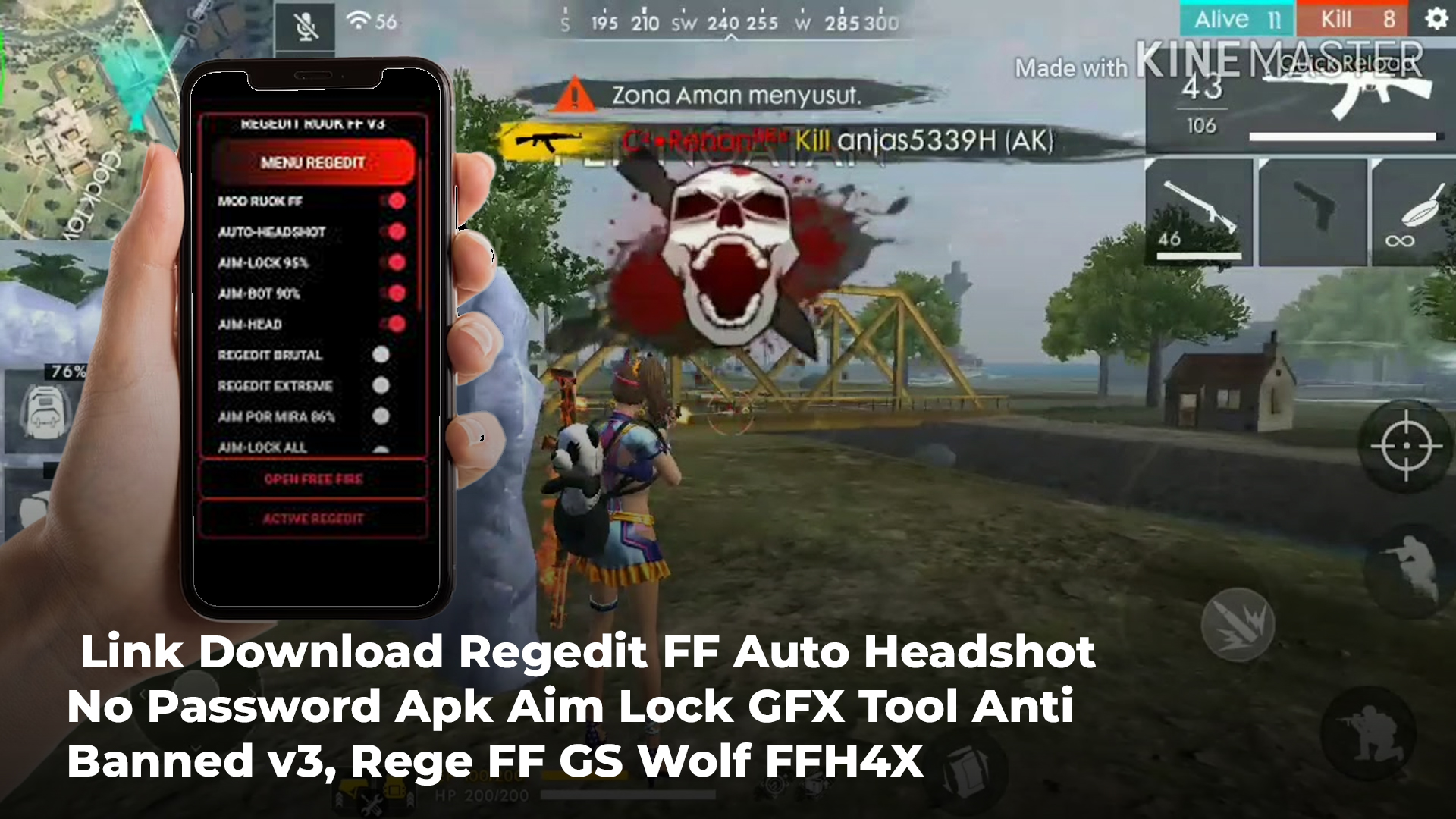 Link Download Regedit FF Auto Headshot No Password Apk Aim Lock GFX Tool Anti Banned v3, Rege FF GS Wolf FFH4X