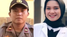 Perwira polisi Iptu Alvian Hidayat dan istrinya, Karina Dinda Lestari.