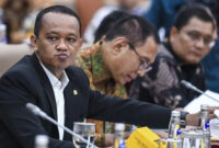 Menteri Investasi Bahlil Lahadalia (kiri) mengikuti rapat kerja bersama Komisi VI DPR di kompleks Parlemen, Jakarta, Selasa (11/6/2024). Foto: Antara
