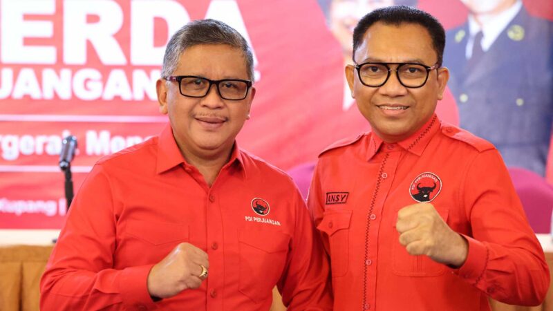 Sekjen PDIP, Hasto Kristiyanto dan Bacagub NTT 2024 dari PDIP, Ansy Lema. Foto: Tajukflores.com/PDIP
