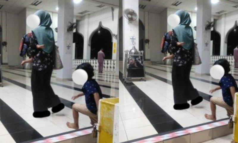 Tangkap layar wanita asal Malaysia yang membawa dua anaknya ke sebuah masjid usai diusir suaminya yang menikah lagi (Istimewa)

