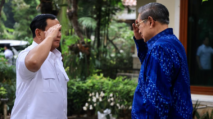 Temui SBY di Cikeas, Prabowo: Kita Datang ke Senior!