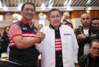 Momen penetapan Anas Urbaningrum menggantikan posisi I Gede Pasek Suardika sebagai ketua umum Partai Kebangkitan Nusantara (PKN). Foto: Istimewa